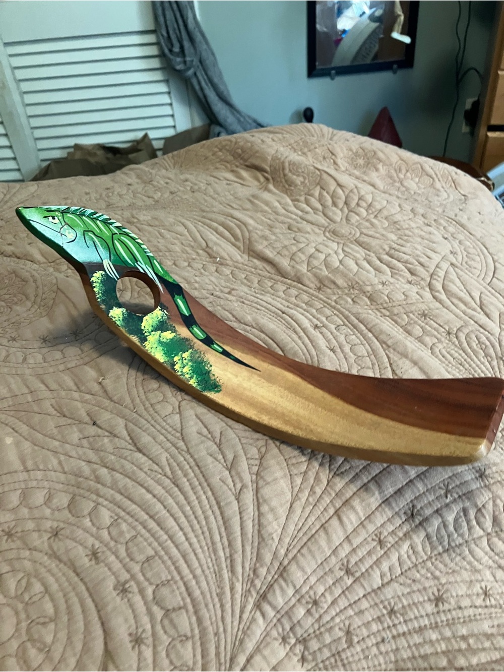 Costa Rica Handmade Curved Wood Wine Bottle Holder